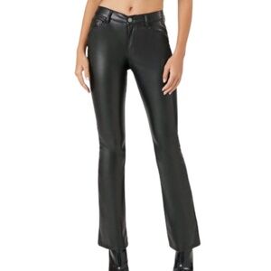 Forever 21 Black Matte Faux Leather Fit & Flare Pants S